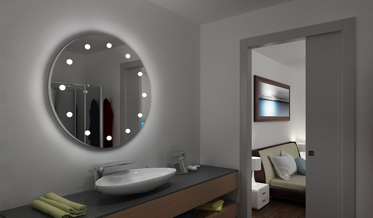 Specchio illuminato MDE100 in camera hotel