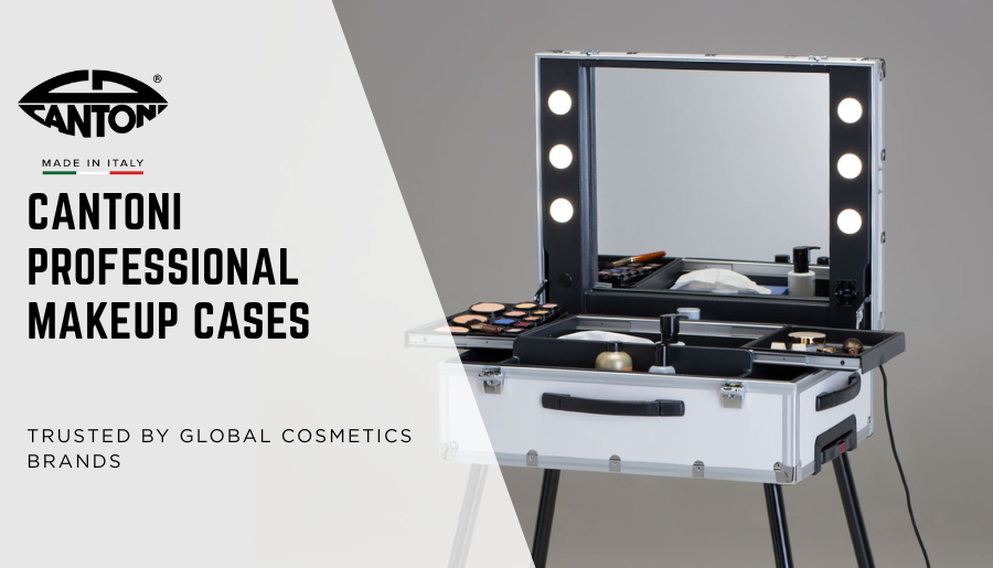 Custom makeup case with built-in LED lights for professional beauty events